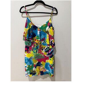 J Crew | Printed ruffle-front Hawaiian Colorful Vacation dress Size 4